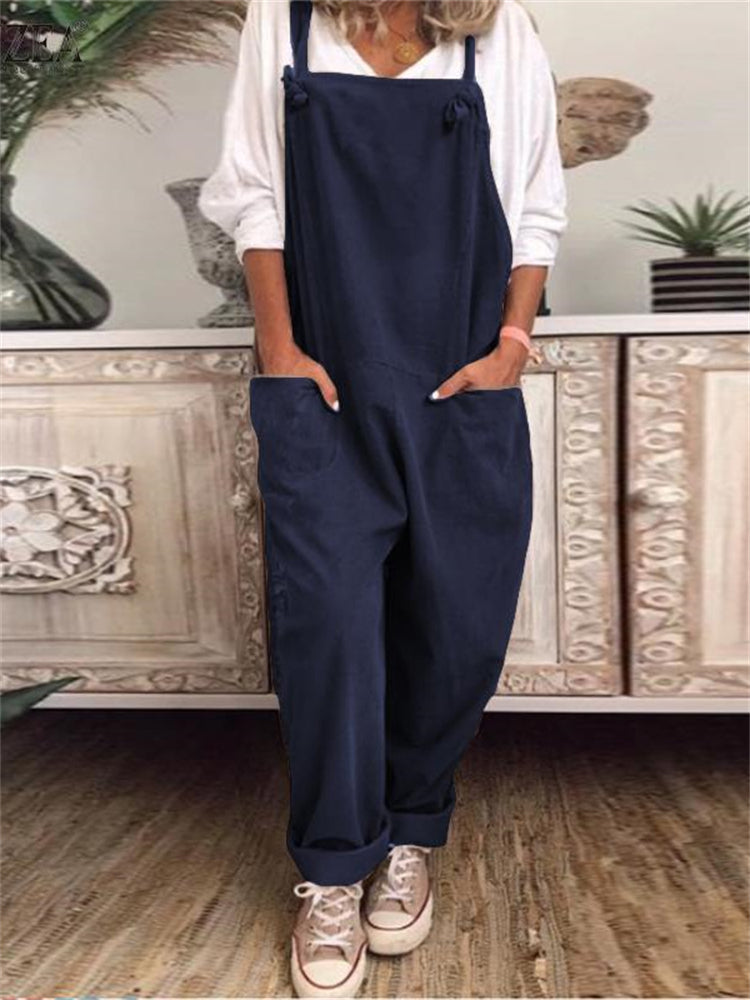 Big pocket cocoon oversized linen jumpsuit
