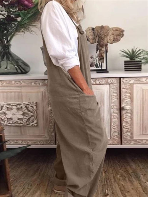 Big pocket cocoon oversized linen jumpsuit