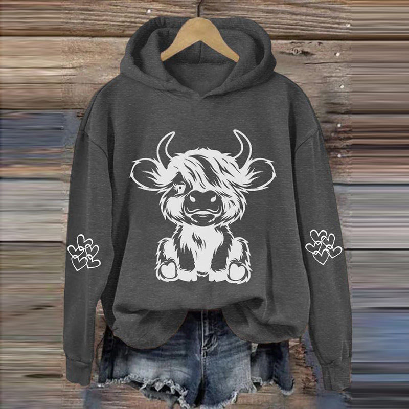 Women's Highland Cow Casual Hoodie