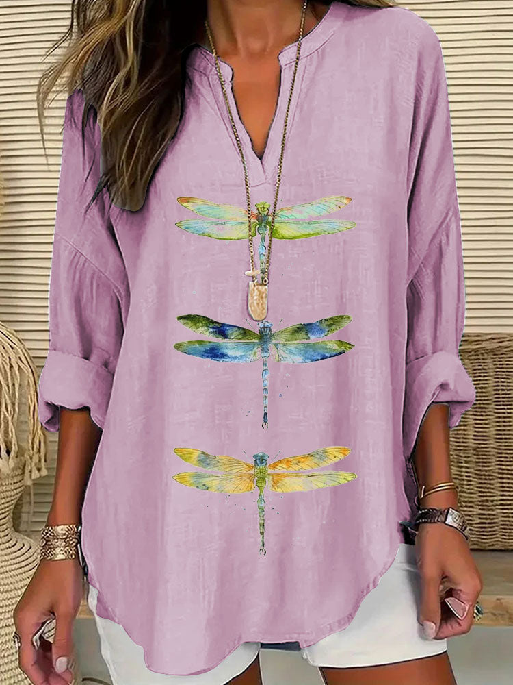 Dragonfly Print Casual Shirt