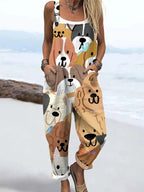 Women's Cute Gogs Print Casual Jumpsuit