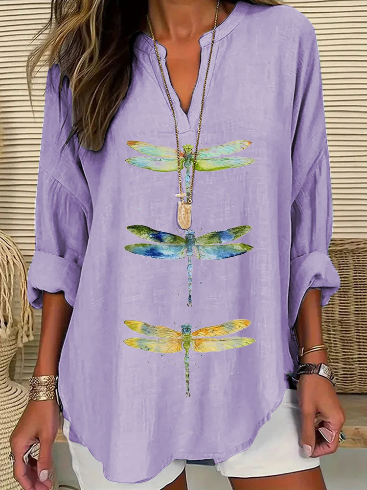 Dragonfly Print Casual Shirt