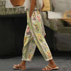 Women's Vintage Floral Art Linen Lounge Pants