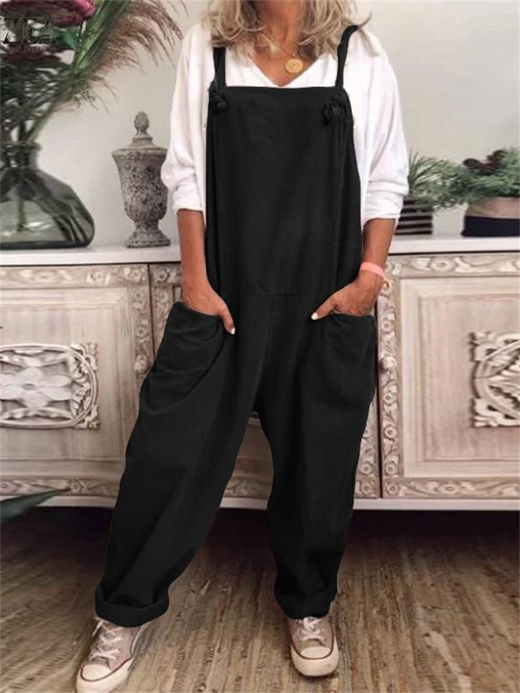Big pocket cocoon oversized linen jumpsuit