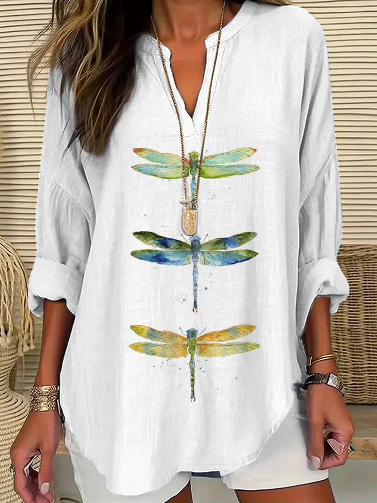 Dragonfly Print Casual Shirt