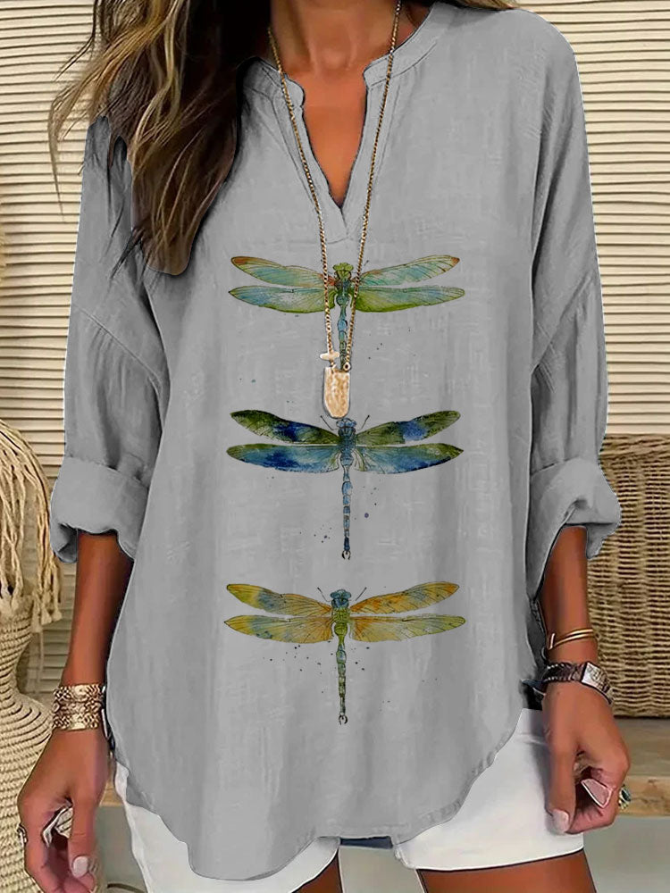Dragonfly Print Casual Shirt