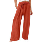 Women'S Cotton And Linen Solid Color Wide Leg Casual Pants