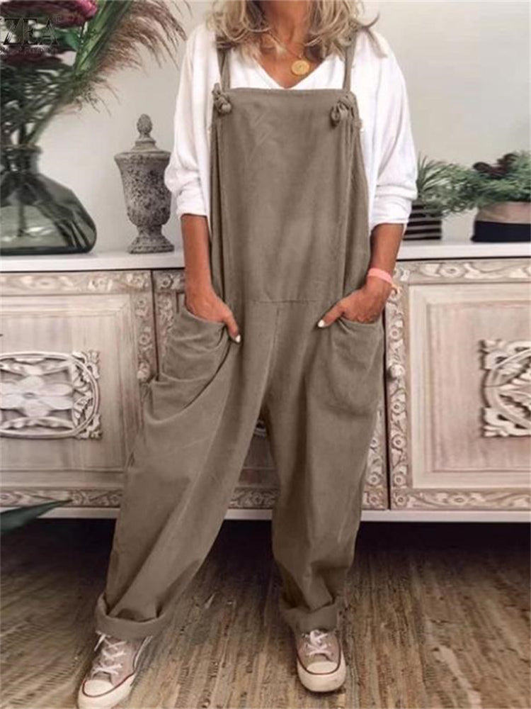 Big pocket cocoon oversized linen jumpsuit