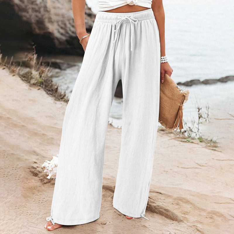 Women'S Cotton And Linen Solid Color Wide Leg Casual Pants