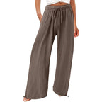 Women'S Cotton And Linen Solid Color Wide Leg Casual Pants