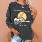 Hippie Guitar Lake Whisper Words Of Wisdom Let It Be Print Sweatshirt
