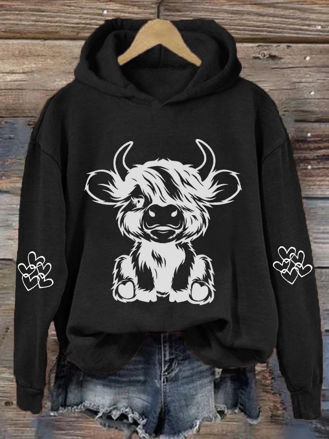 Women's Highland Cow Casual Hoodie